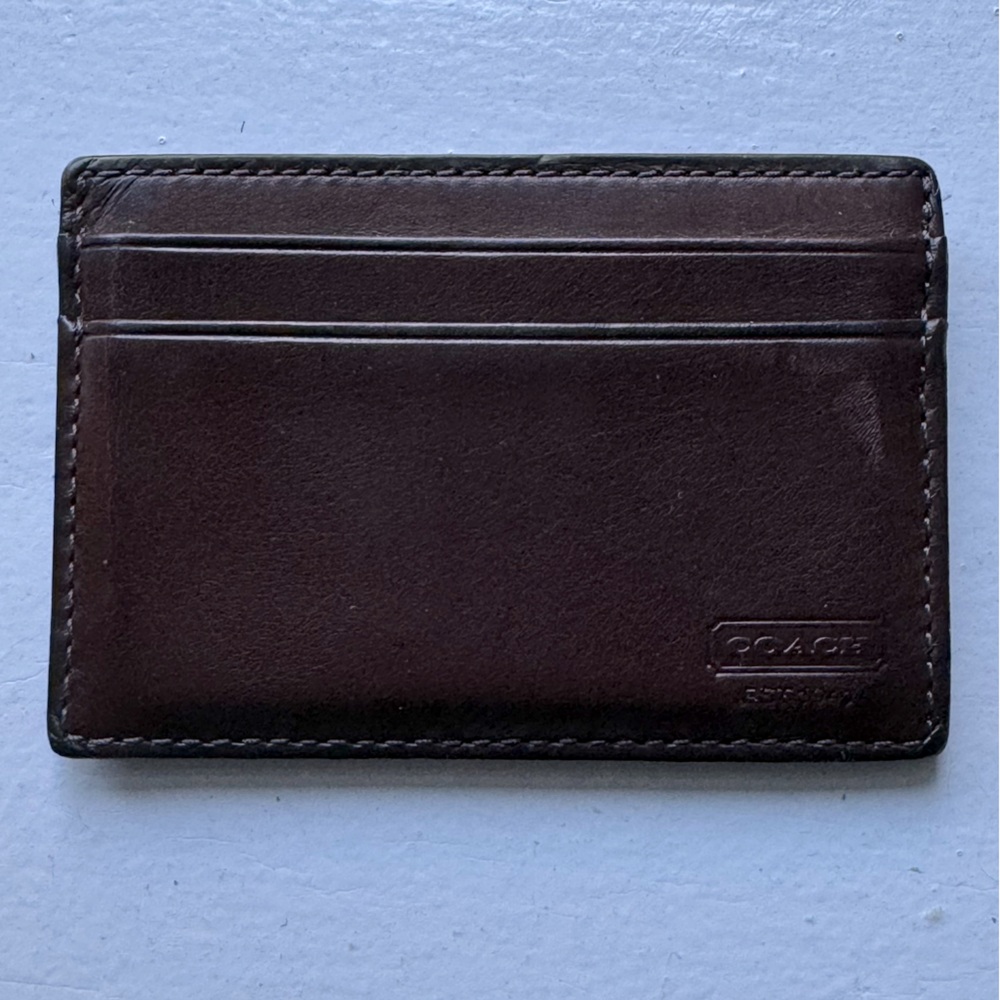 COACH Leather Cardholder Wallet Brown